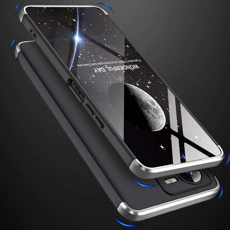 For vivo Y35 2022 GKK Three Stage Splicing Full Coverage PC Phone Case(Black Silver)