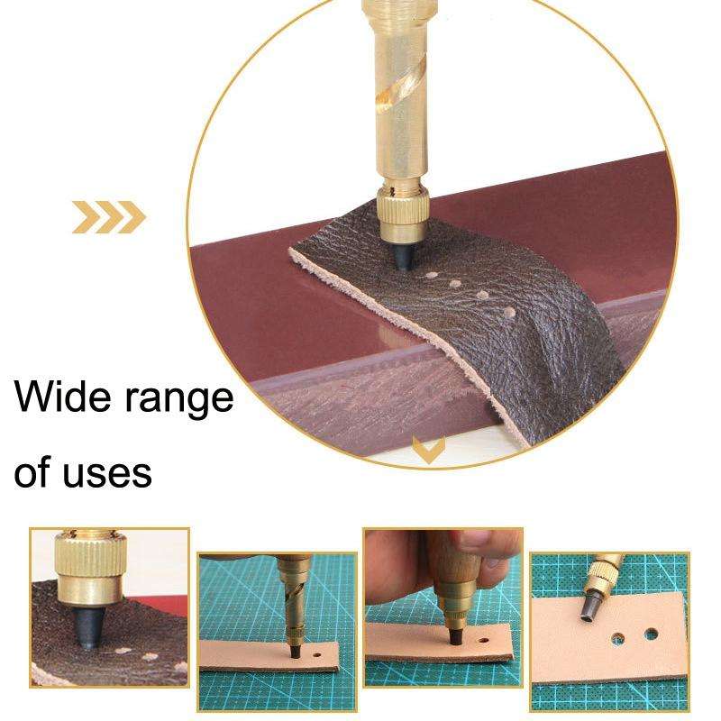 6 In 1 Automatic Belt Punch Punching Multi-scalp Anechoic Belt Punch(Wood Color)