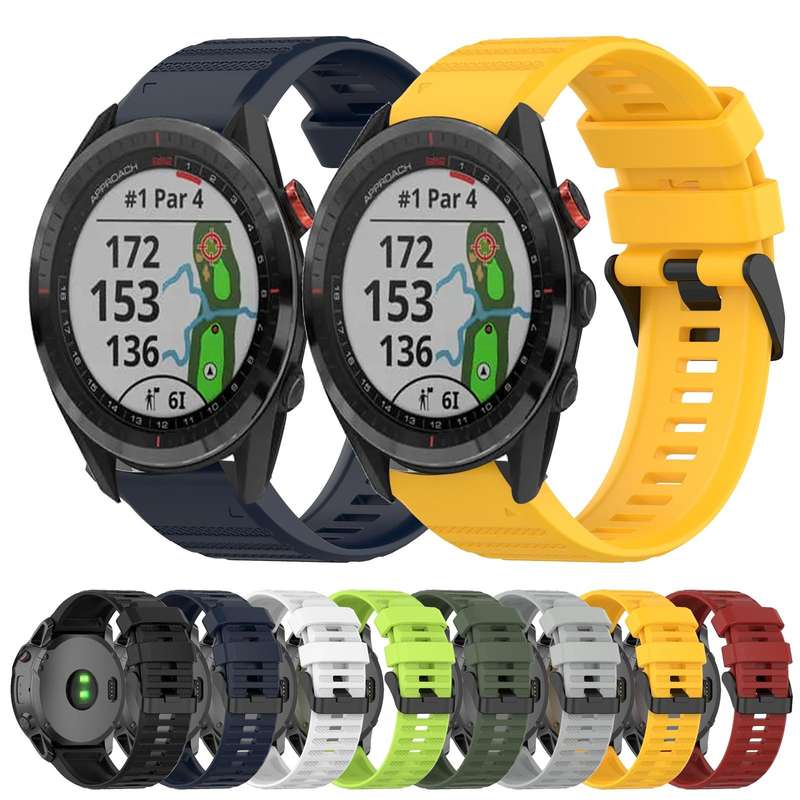 For Garmin Approach S62 22mm Horizontal Texture Silicone Watch Band with Removal Tool(Black)