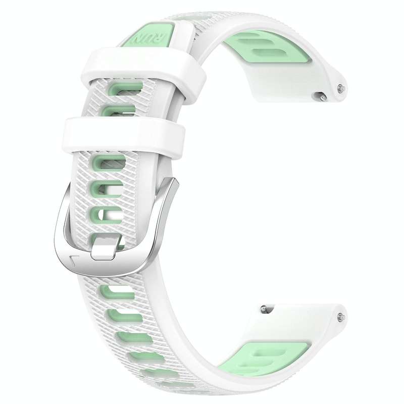 For Garmin VivoMove Style 20mm Sports Two-Color Steel Buckle Silicone Watch Band(White+Teal)