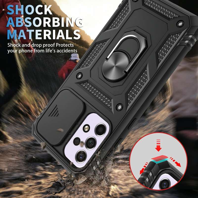 For Samsung Galaxy A33 5G Sliding Camera Cover TPU + PC Phone Case(Black+Black)
