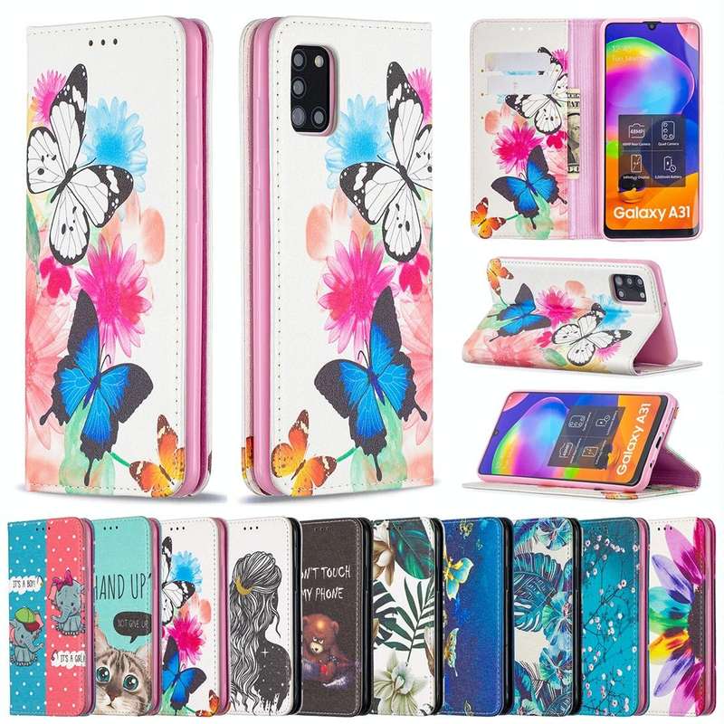 For Samsung Galaxy A31 Colored Drawing Pattern Invisible Magnetic Horizontal Flip PU Leather Case...