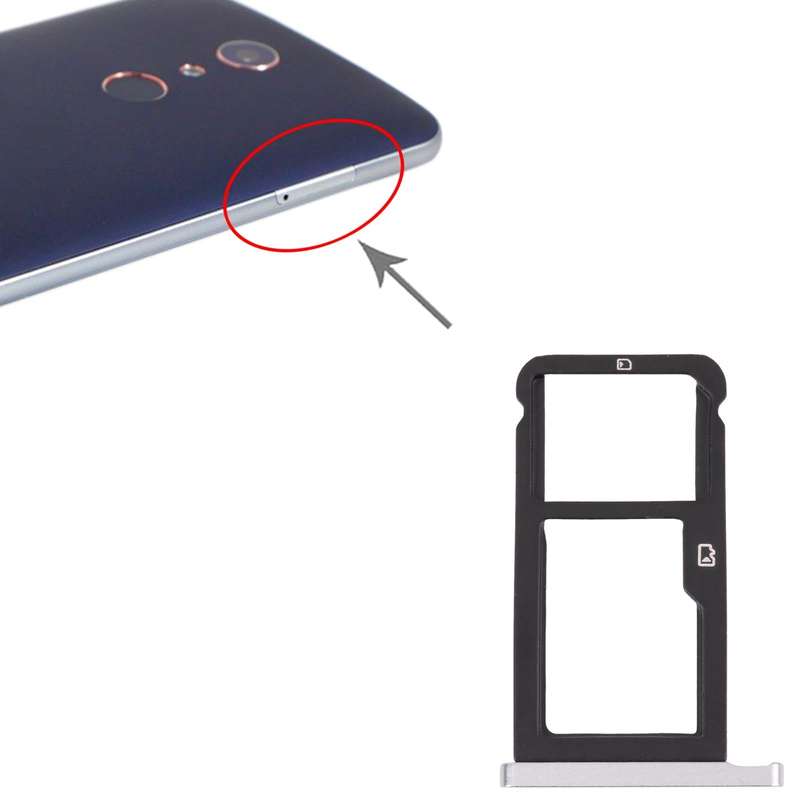 SIM Card Tray + Micro SD Card Tray for ZTE Blade Zmax Pro / Z981 (Silver)