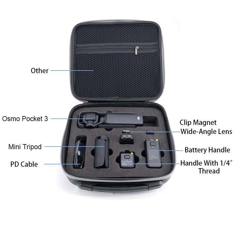 For DJI Osmo Pocket 3 Action Camera All-in-One Storage Bag Hand Cluth(Grey)