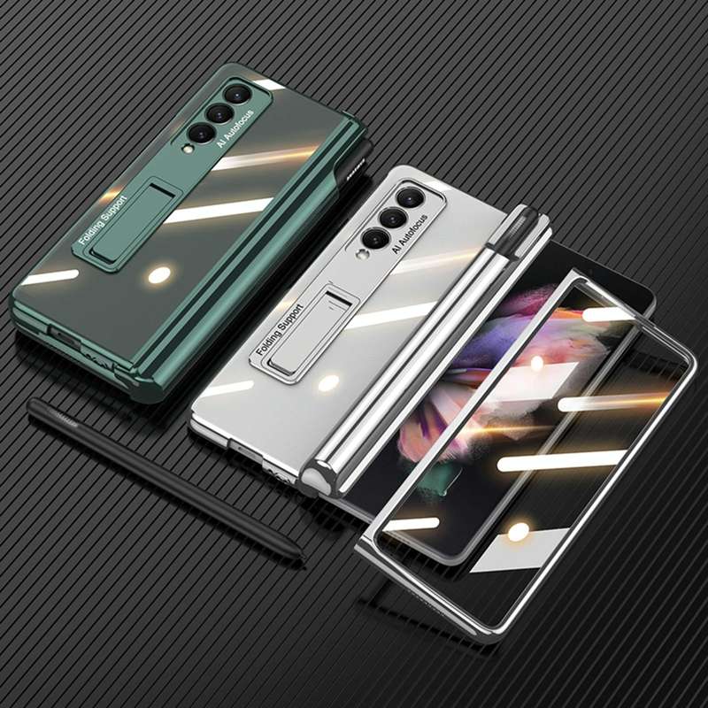 For Samsung Galaxy Z Fold3 5G GKK Magnetic Fold Hinge Shockproof Phone Case with Pen Slots(Black)
