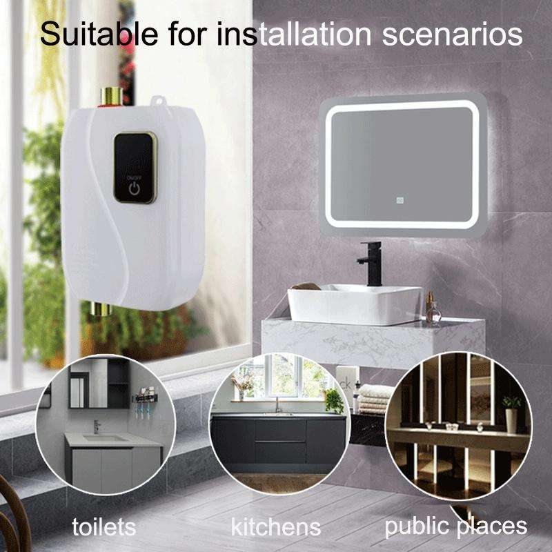 Instant Water Heater Mini Kitchen Quick Heater Household Hand Washing Water Heater US Plug(Black)