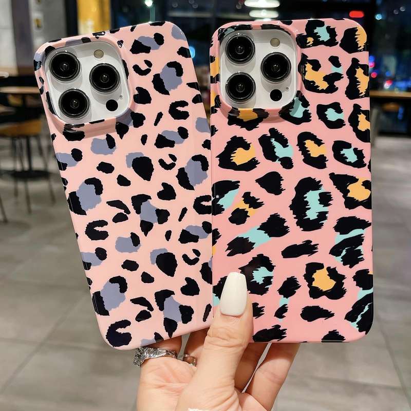 For iPhone 14 Pattern PC Shockproof Protective Phone Case(Gray Leopard Print)