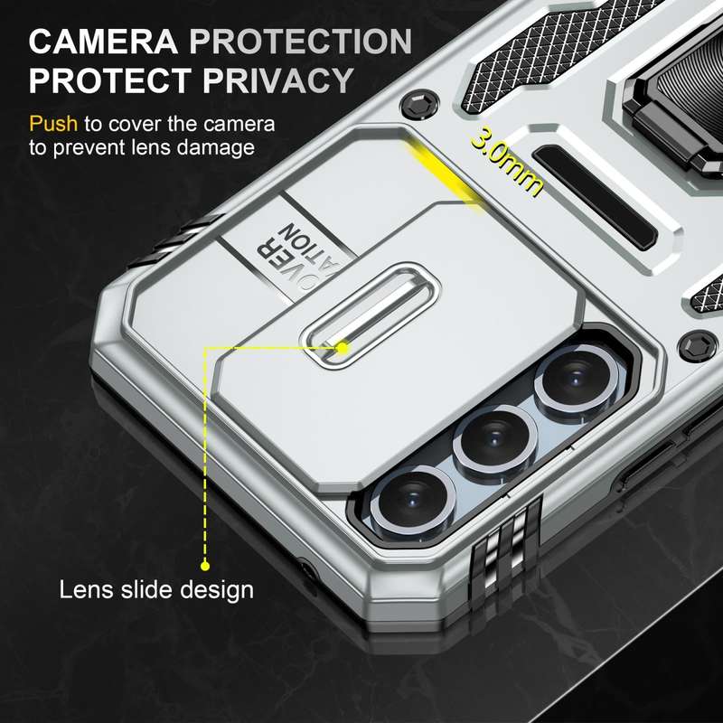 For Samsung Galaxy S23 FE 5G Armor PC + TPU Camera Shield Phone Case(Grey)
