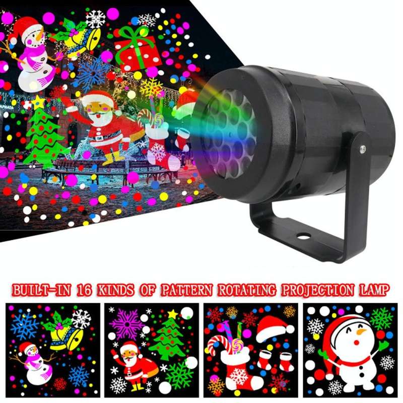 4W LED Snowflake Christmas Decoration Projector Light with 16 Patterns, Spec: UK Plug