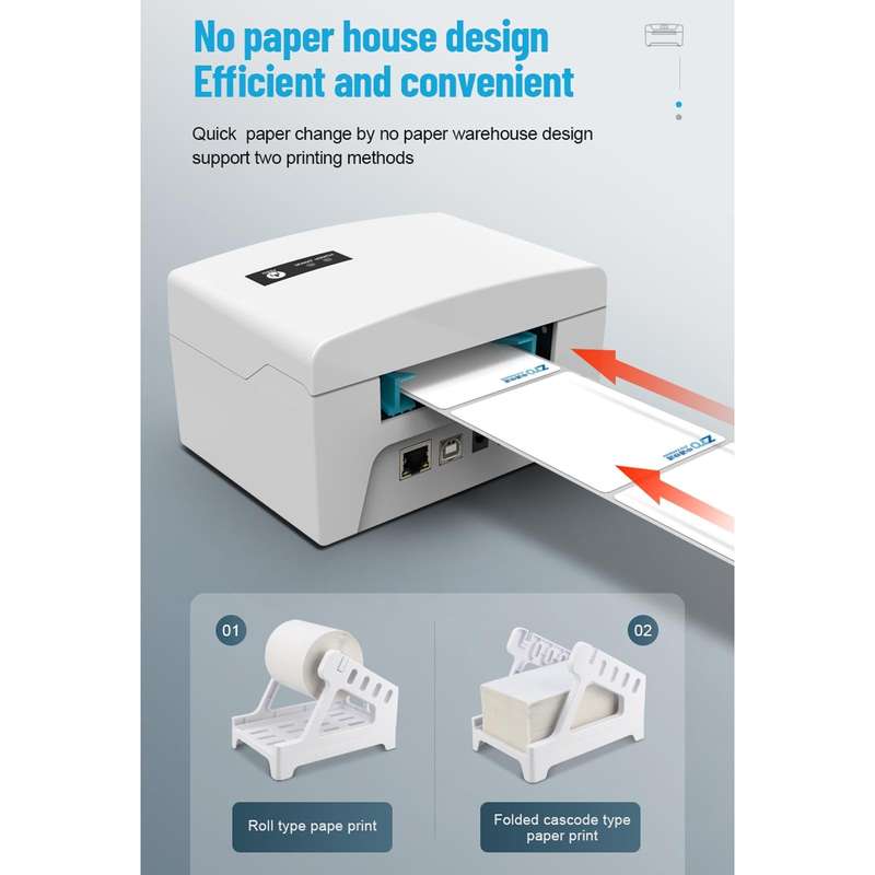 ZJ-8600 76x130 Single Paper Waybill Express Bill Label Printer, EU Plug