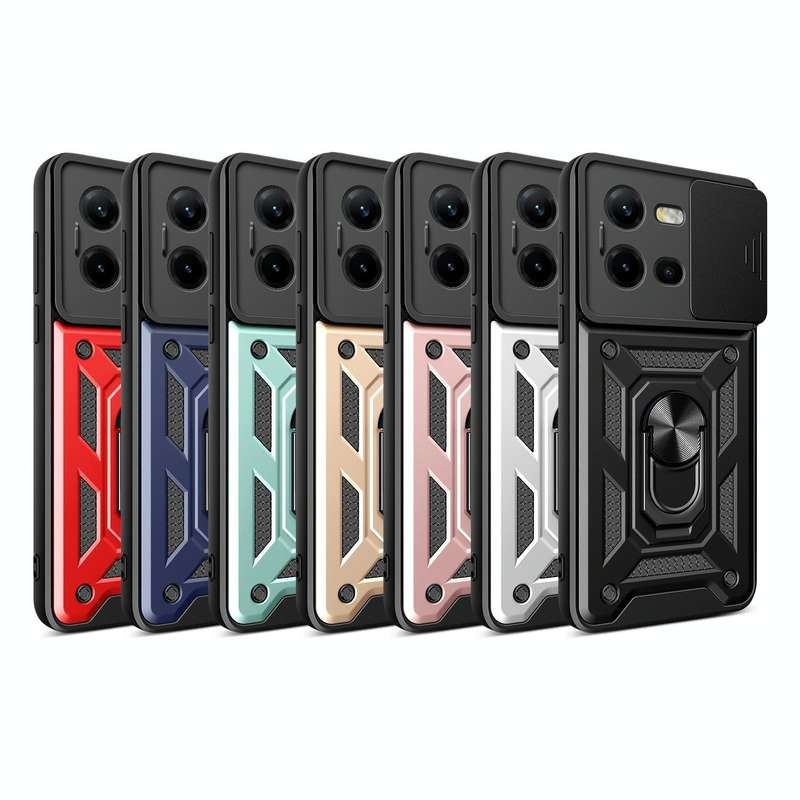 For vivo V25 5G/V25e 4G/X80 Lite 5G Sliding Camera Cover Design TPU+PC Phone Case(Gold)