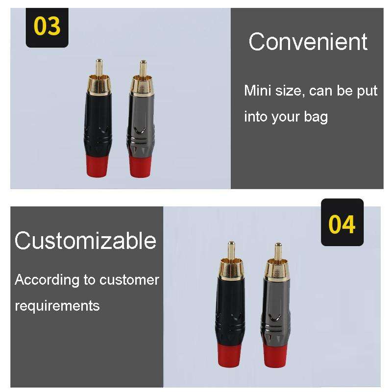 Pure Copper Soldered RCA Male Audio/Video Plug Assembled With AV Lotus Connector(Red)