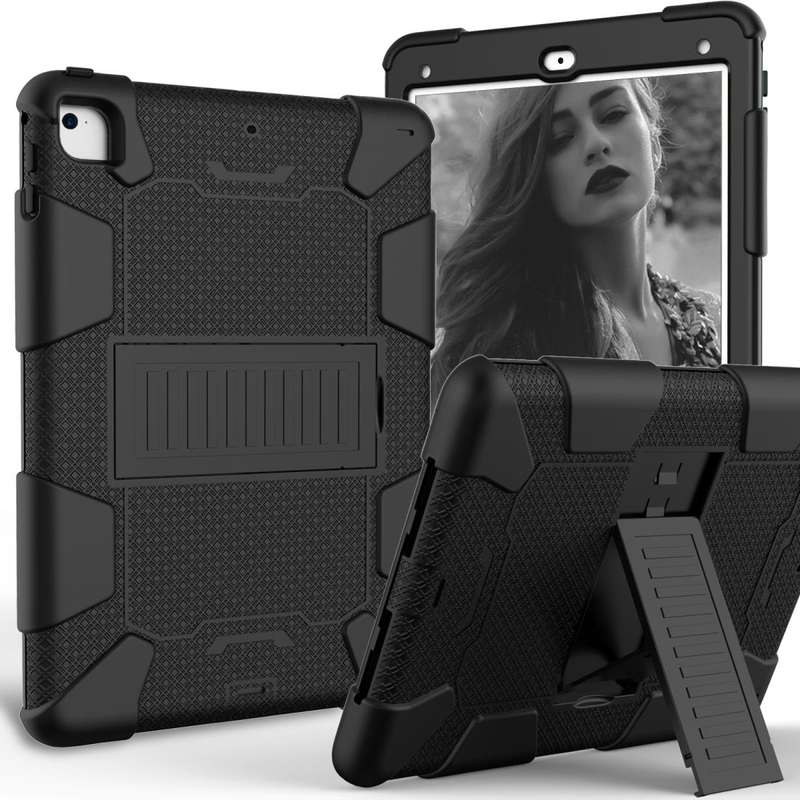 Shockproof Two-color Silicone Protection Shell for iPad 9.7(2018) & 9.7(2017) & Air 2, with Holde...