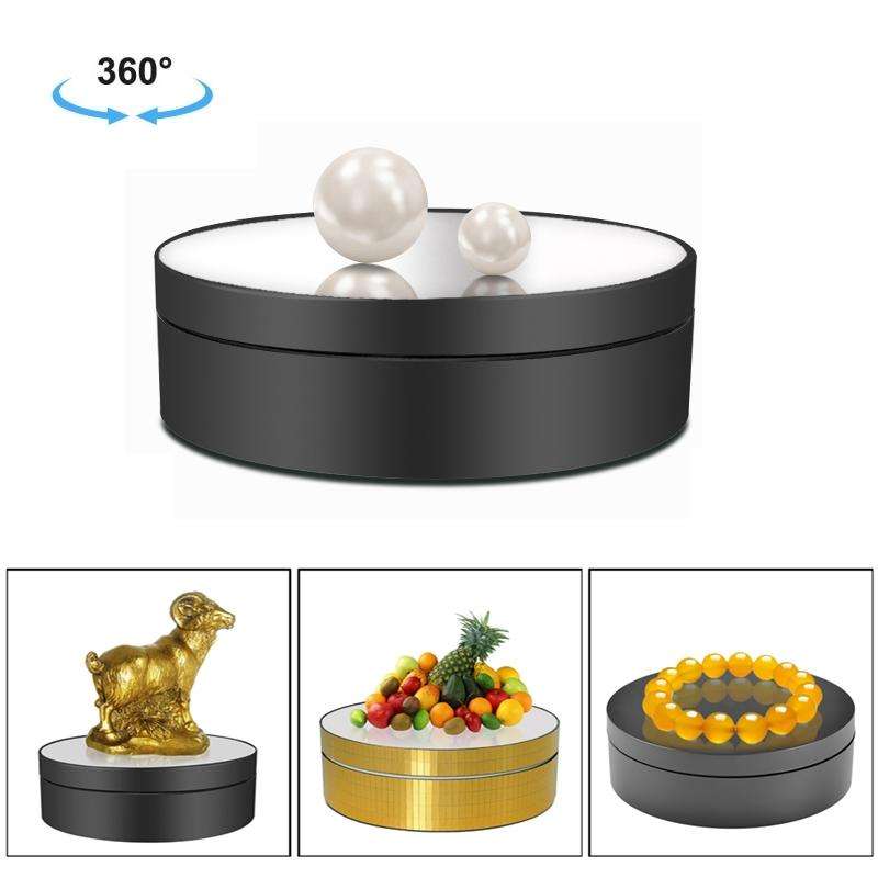 12cm 360 Degree Rotating Turntable Mirror Electric Display Stand Video Shooting Props Turntable, ...