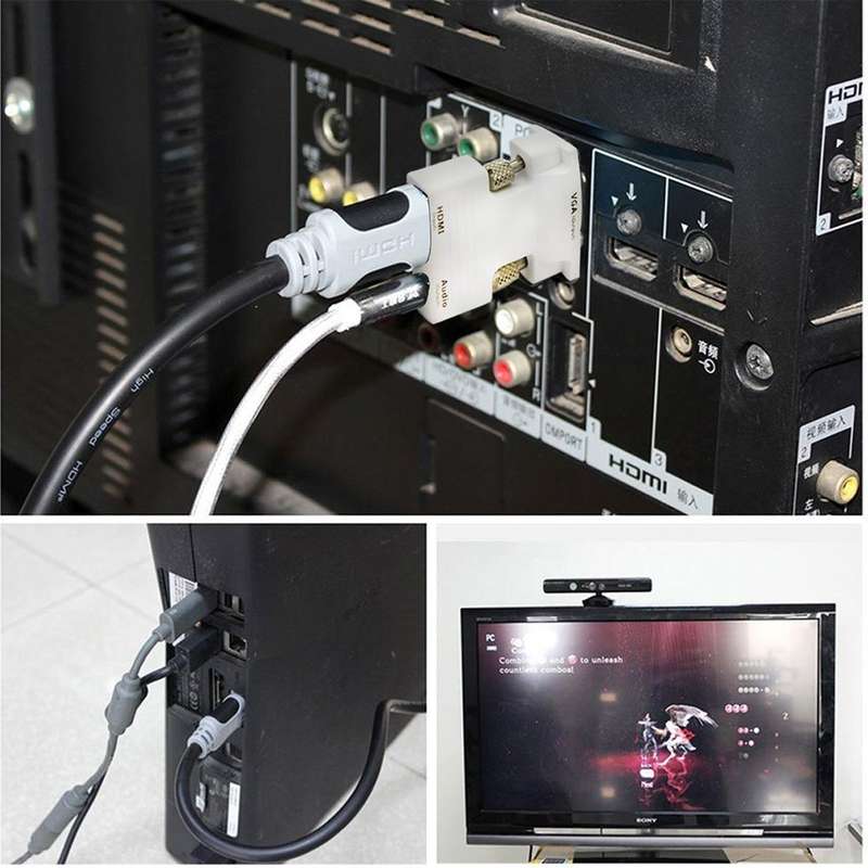 HDMI Female to VGA Male Converter with Audio Output Adapter for Projector, Monitor, TV Sets(Black)