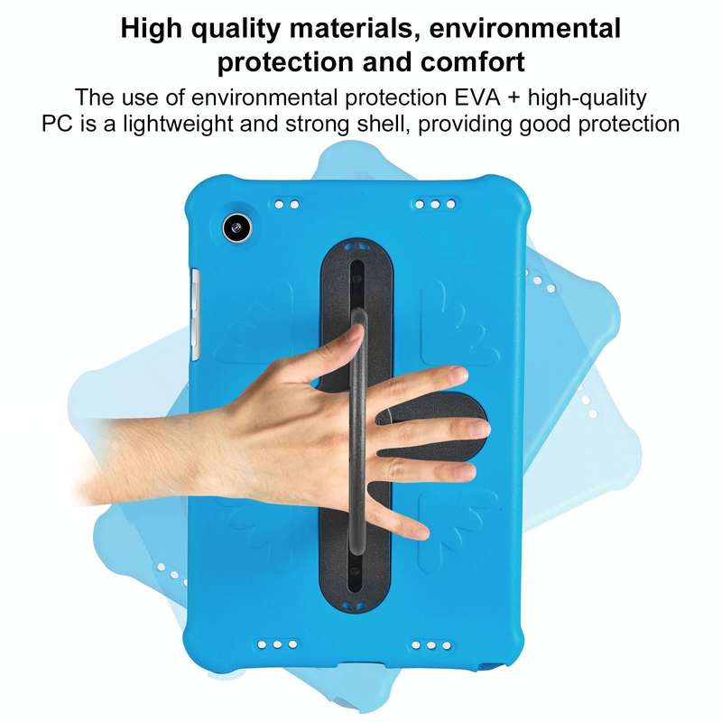 For Samsung Galaxy Tab A9+ Shield 360 Rotation Handle EVA Shockproof PC Tablet Case(Blue Black)