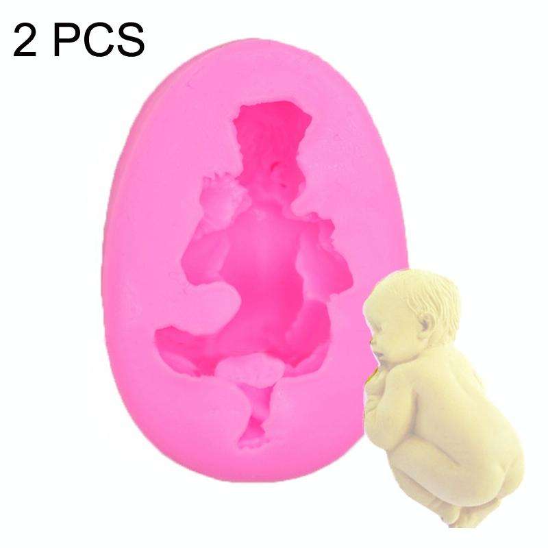 2 PCS Baby Styling Fondant Cake Chocolate Silicone Mold(Pink)