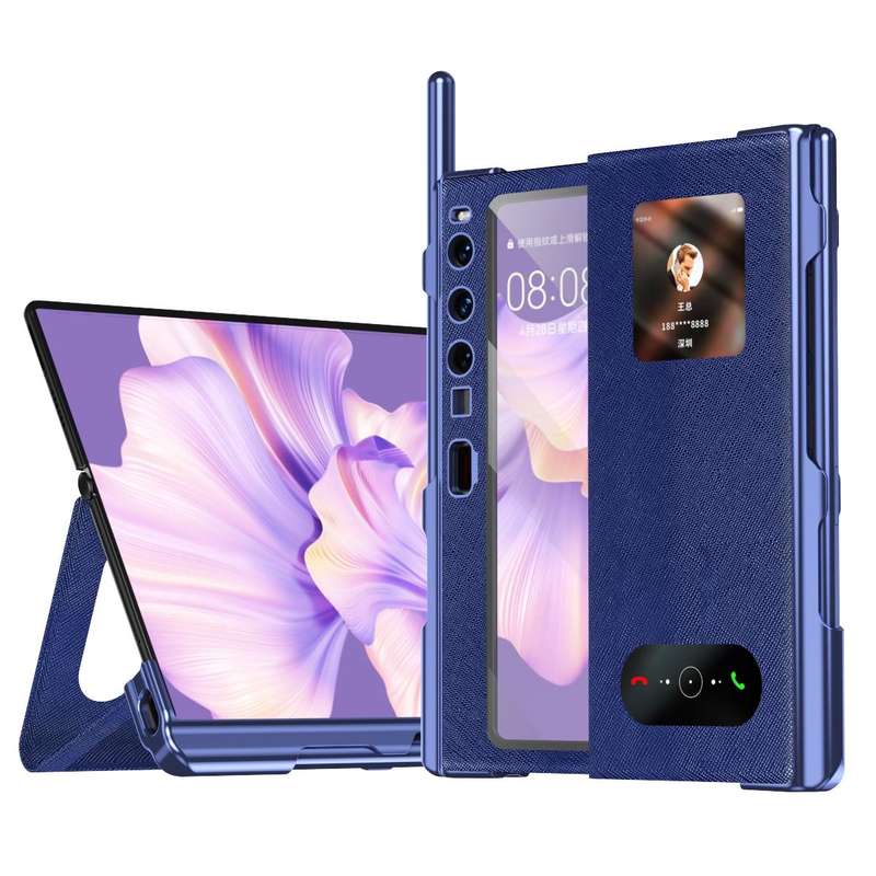 For Huawei Mate Xs 2 integrated Cross Pattern Electroplating All-inclusive Phone Case with Stand(...