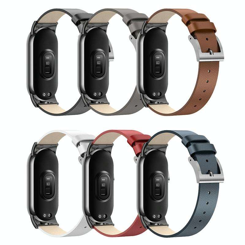 For Xiaomi Mi Band 8 12mm Leather Replacement Watch Band(White)
