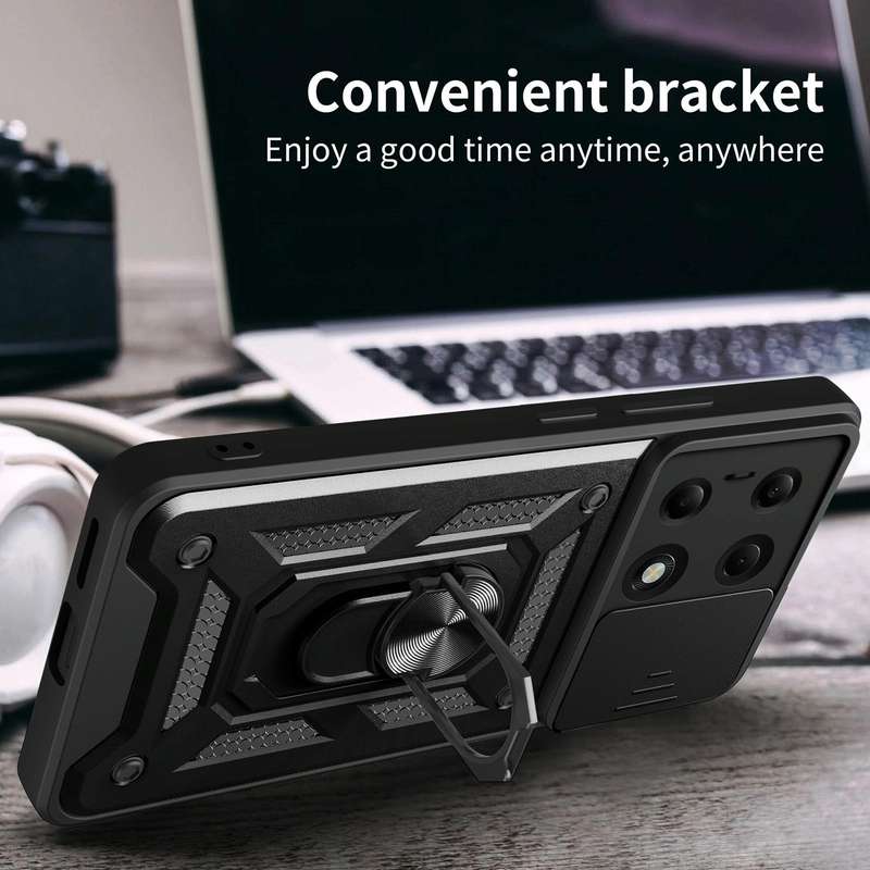 For Xiaomi Redmi Note 13 Pro 4G Global Sliding Camera Cover Design TPU Hybrid PC Phone Case(Silver)