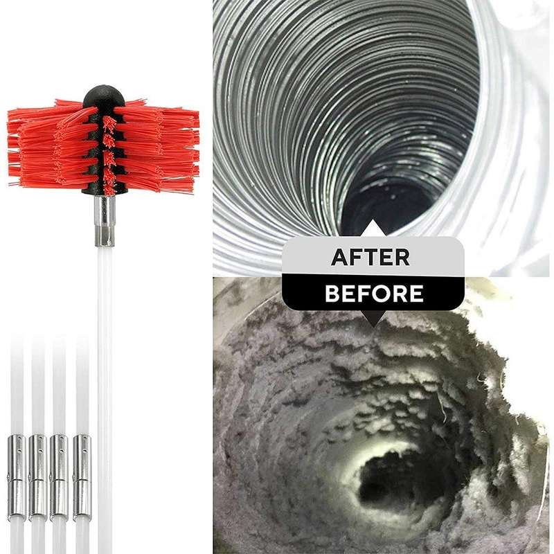 Extendable Bendable Electric Drill Chimney Brush Hood Interior Duct Brush, Size: 410mm x 15 Rods