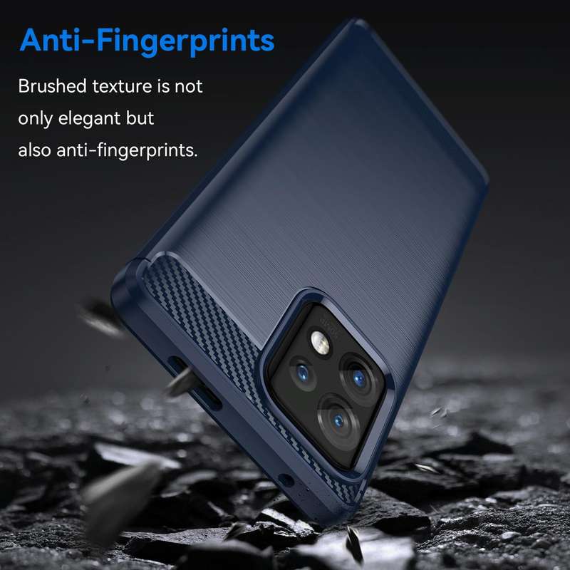 For Motorola Moto Edge+ 2023 Brushed Texture Carbon Fiber TPU Phone Case(Blue)
