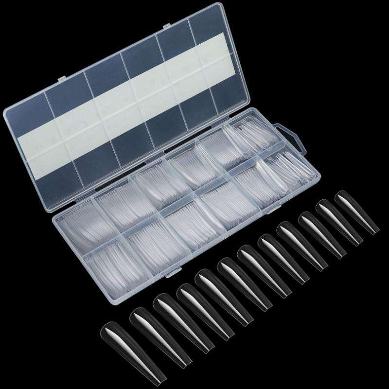 240 PCS/Box Thin Soft Transparent Nail Pieces, Shape: Super Long Full Stick Nails