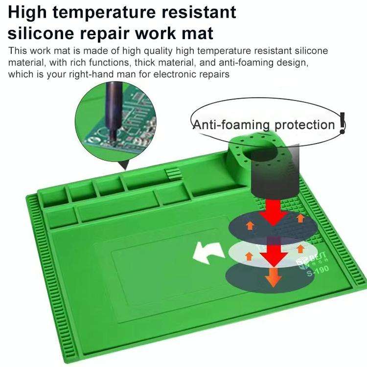 BEST S-190 High-temperature Resistant Silicone Pad Workbench Pad(Grey)