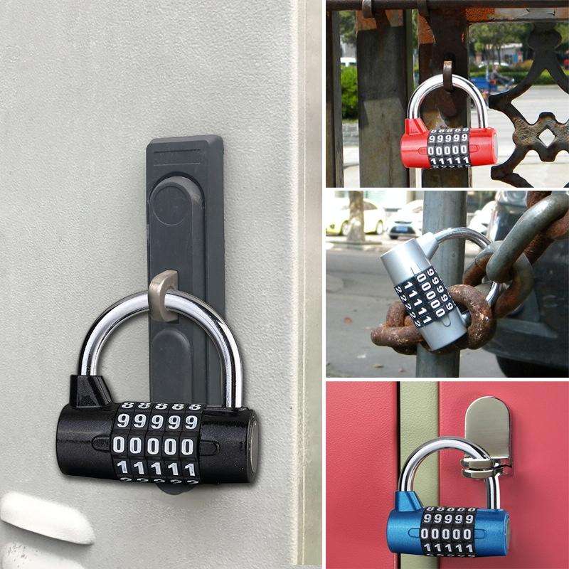Large 5 Digit Combination Gym Cabinets Password Lock Tool Box Door Padlock(Blue)