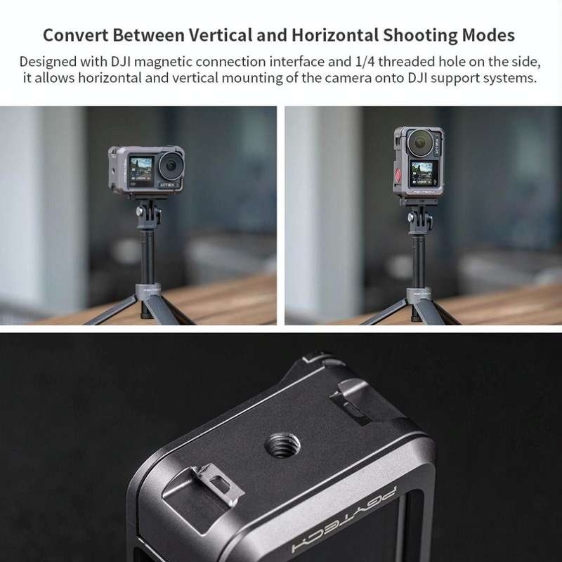 PGYTECH For DJI Osmo Action 3 Aluminum Alloy Camera Housing Shell Expansion Protective Frame