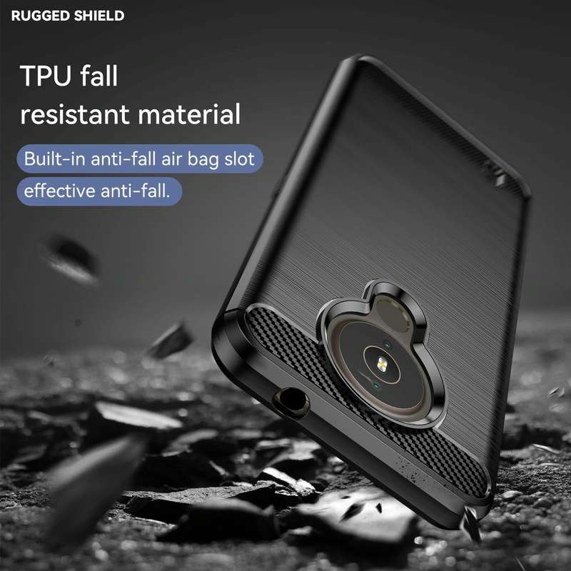 For Nokia 1.4 Brushed Texture Carbon Fiber TPU Phone Case(Black)