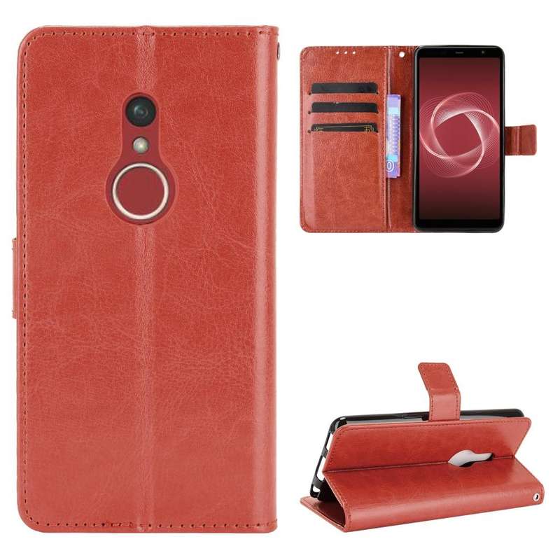 For Fujitsu Arrows Be4 Plus / F-41B Crazy Horse Texture Horizontal Flip Leather Case with Holder ...