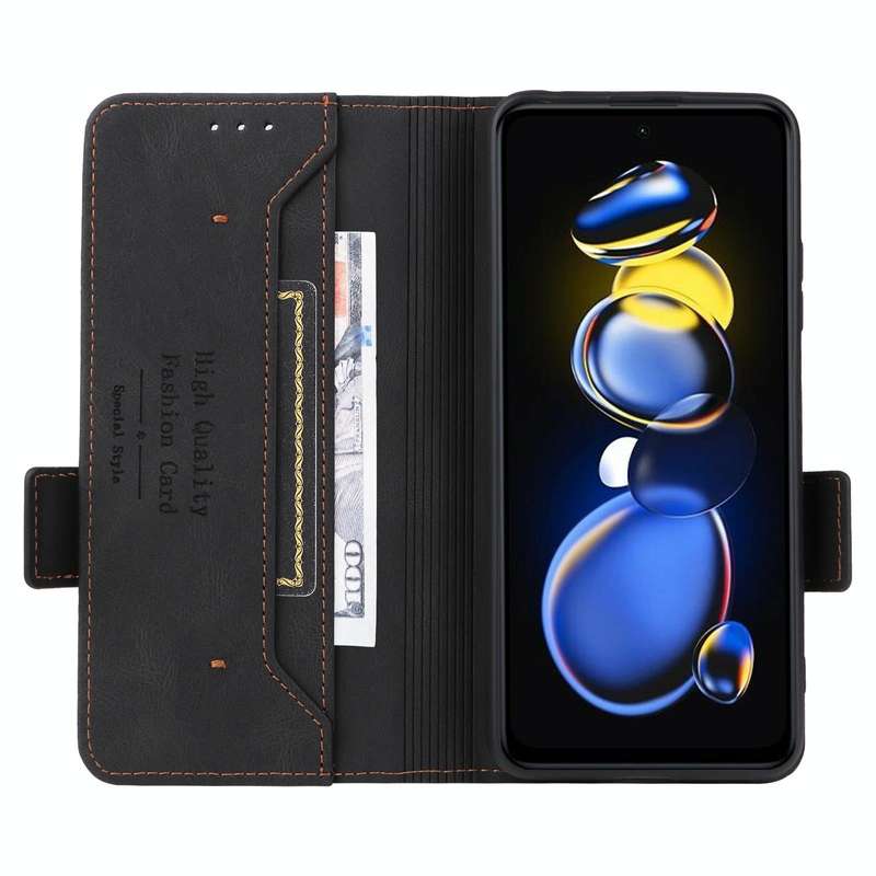 For Xiaomi Redmi Note 11T Pro Magnetic Clasp Flip Leather Phone Case(Black)