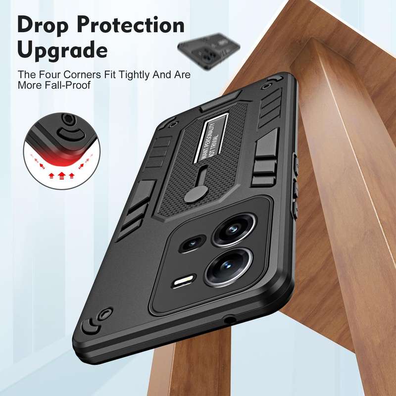 For vivo V25 5G / V25e Variety Brave Armor Finger Loop Holder Phone Case(Black)