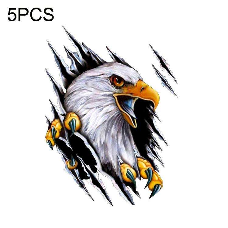 5PCS Tear Eagle 3D Car Sticker Scratch Covering Body Pull Flower Sticker, Style: Right (18x 24cm)