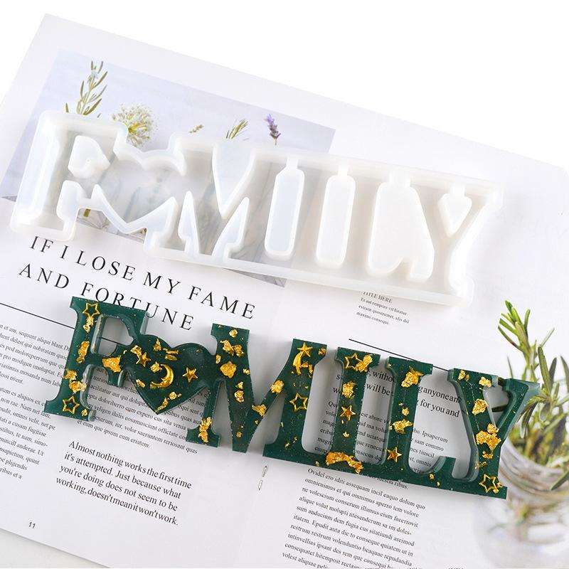 2 PCS DIY Crystal Epoxy Silicone Letter Mold(Anti-letter MD3302_Family Mold)