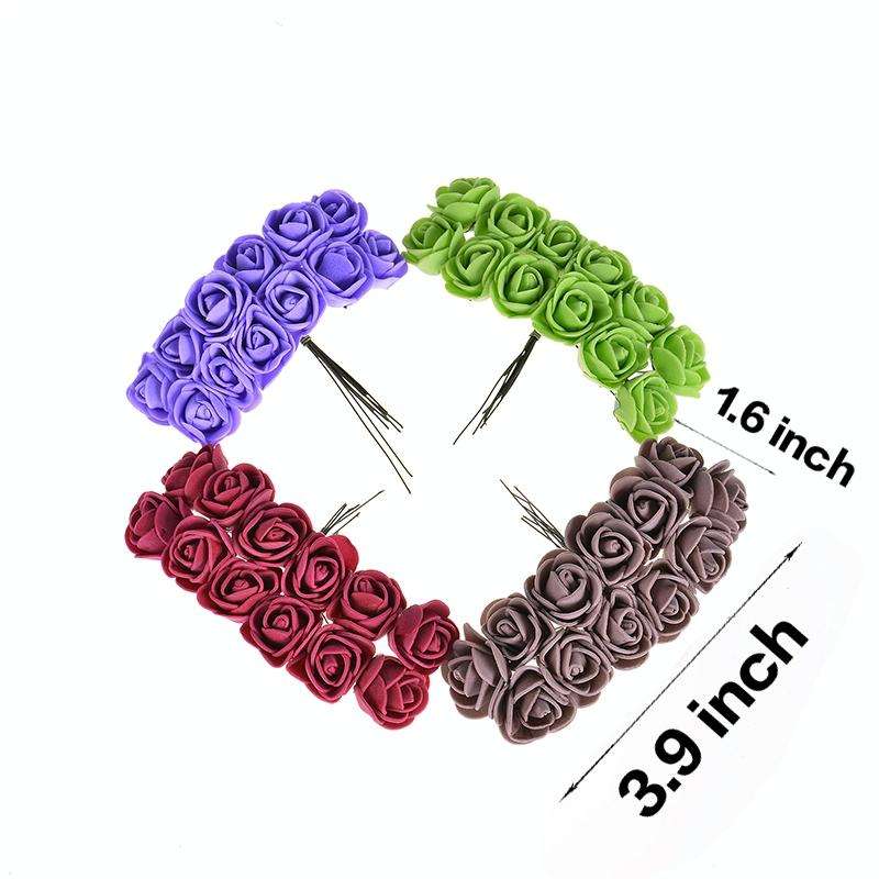 DIY Mini Foam Rose Artificial Flower Bouquet Multicolor Rose Wedding Flower Decoration Scrapbooki...