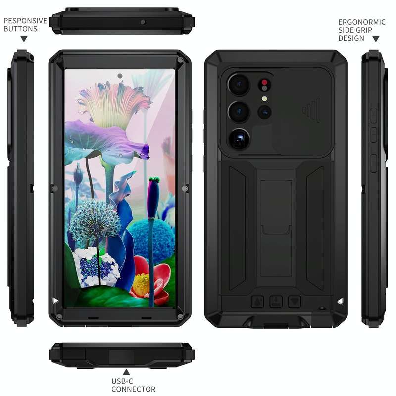 For Samsung Galaxy S23 Ultra 5G R-JUST Sliding Camera Design Life Waterproof Dustproof Shockproof...