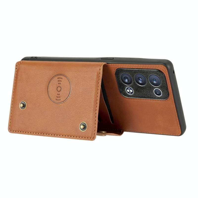 For OPPO Reno6 Pro+ 5G Double Buckle PU + TPU Shockproof Magnetic Protective Case with Card Slot ...