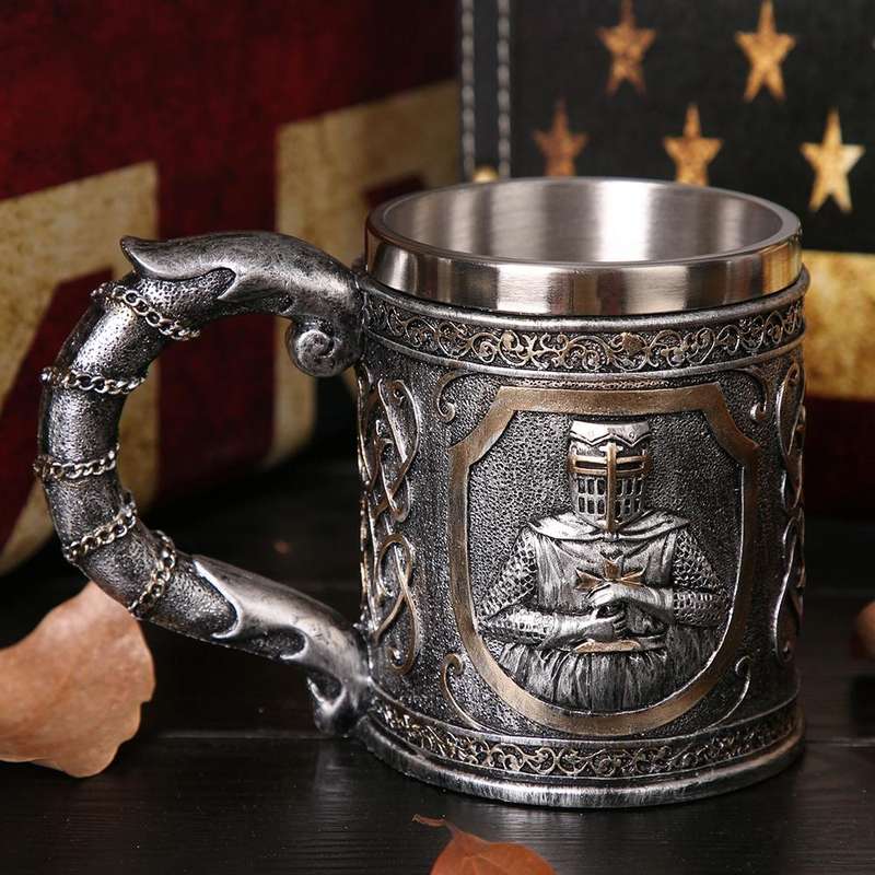 3D Viking Skull Coffee Beer Mug Skull Mug Beer Wine Drink Gift Stainless Steel Knight Decorative ...