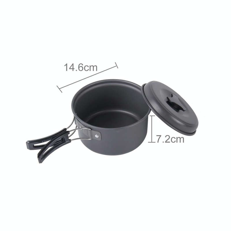 DS-500 Outdoor Camping Ultra Light Weight 15 Piece Cookware Stackable Set for 4-5 People, Size: L...