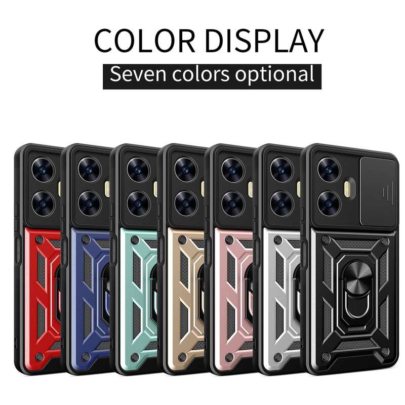 For Realme C55 4G Sliding Camera Cover Design TPU+PC Phone Case(Green)