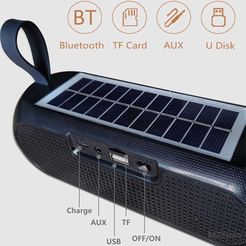 T&G TG182 Portable Column Wireless Stereo Music Box Solar Power waterproof USB AUX FM radio super...