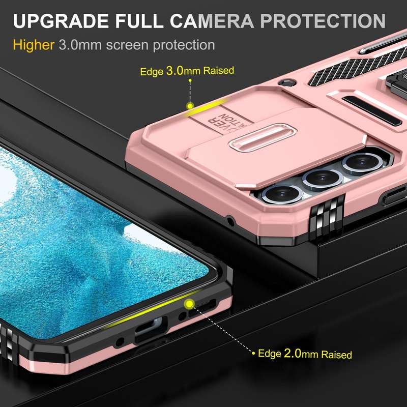 For Samsung Galaxy S23 FE 5G Armor PC + TPU Camera Shield Phone Case(Rose Gold)