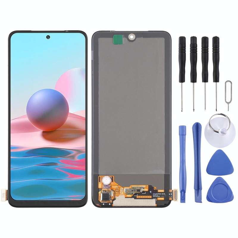 Original AMOLED Material LCD Screen and Digitizer Full Assembly for Xiaomi Redmi Note 10 4G / Red...