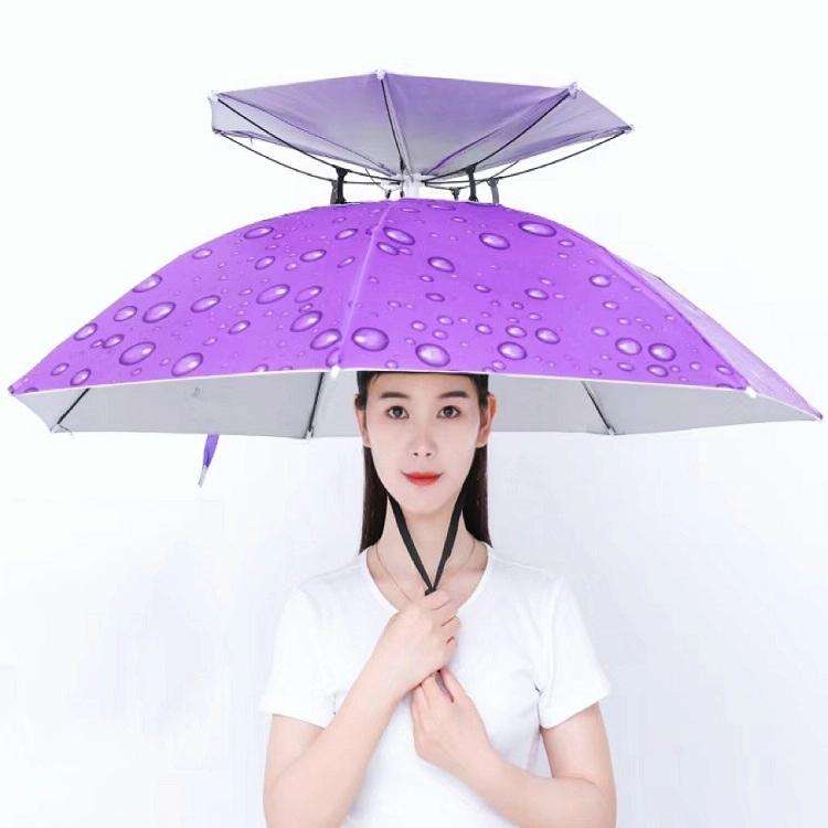 Double-layer Fishing Umbrella Hat Outdoor Sunscreen And Rainproof Folding Umbrella Hat, Color: 95...