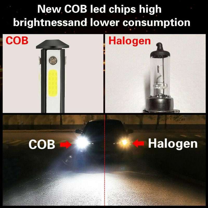 F8 H7 2 PCS 22W 3000LM 6000K Four Side DOB LED Headlight Fog Light Bulbs High Beam Conversion Kit...