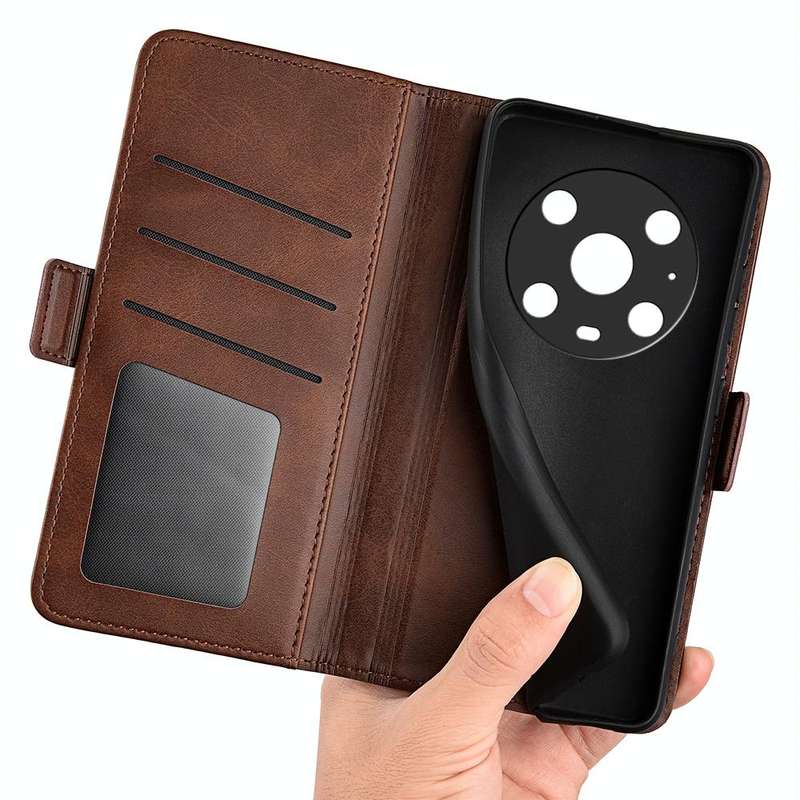 For Honor Magic4 Pro Dual-side Magnetic Buckle Flip Leather Phone Case(Brown)