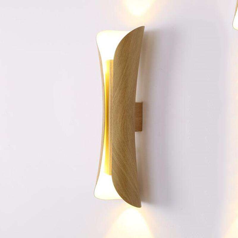 E27 LED Living Room Background Hotel Villa Corridor Bedroom Bedside Wall Lamp Small(Wood Grain Co...