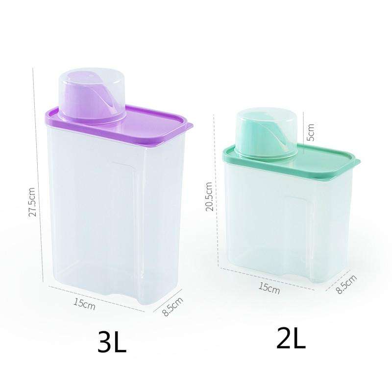 2L Household Plastic Transparent Washing Powder Storage Box Storage Container(Blue)